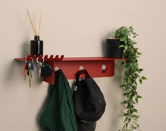 Ergonomisches Wandregal aus Metall: Schlüsselhalter und Organizer für Eingangsbereich