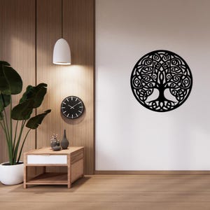 Metal Wall Decor Tree of Life Large Round Nature Wall Art Oversized Outdoor Patio Decor Unique Abstract Art Metal Decor Gift for 40 Year Old