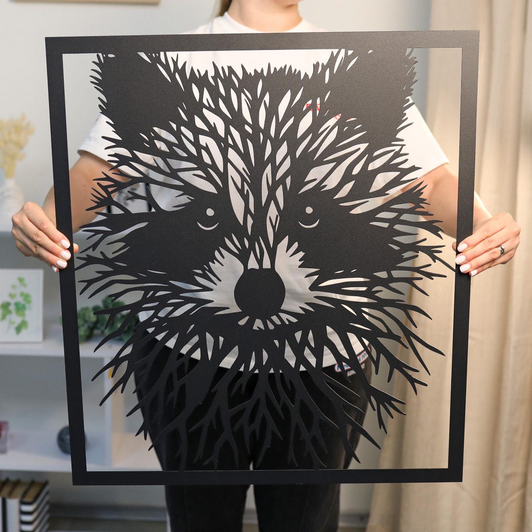 Metal Racoon Panel Raccoon Metal Wall Art, Unique Animal Hanging, Living Room Decor - Etsy