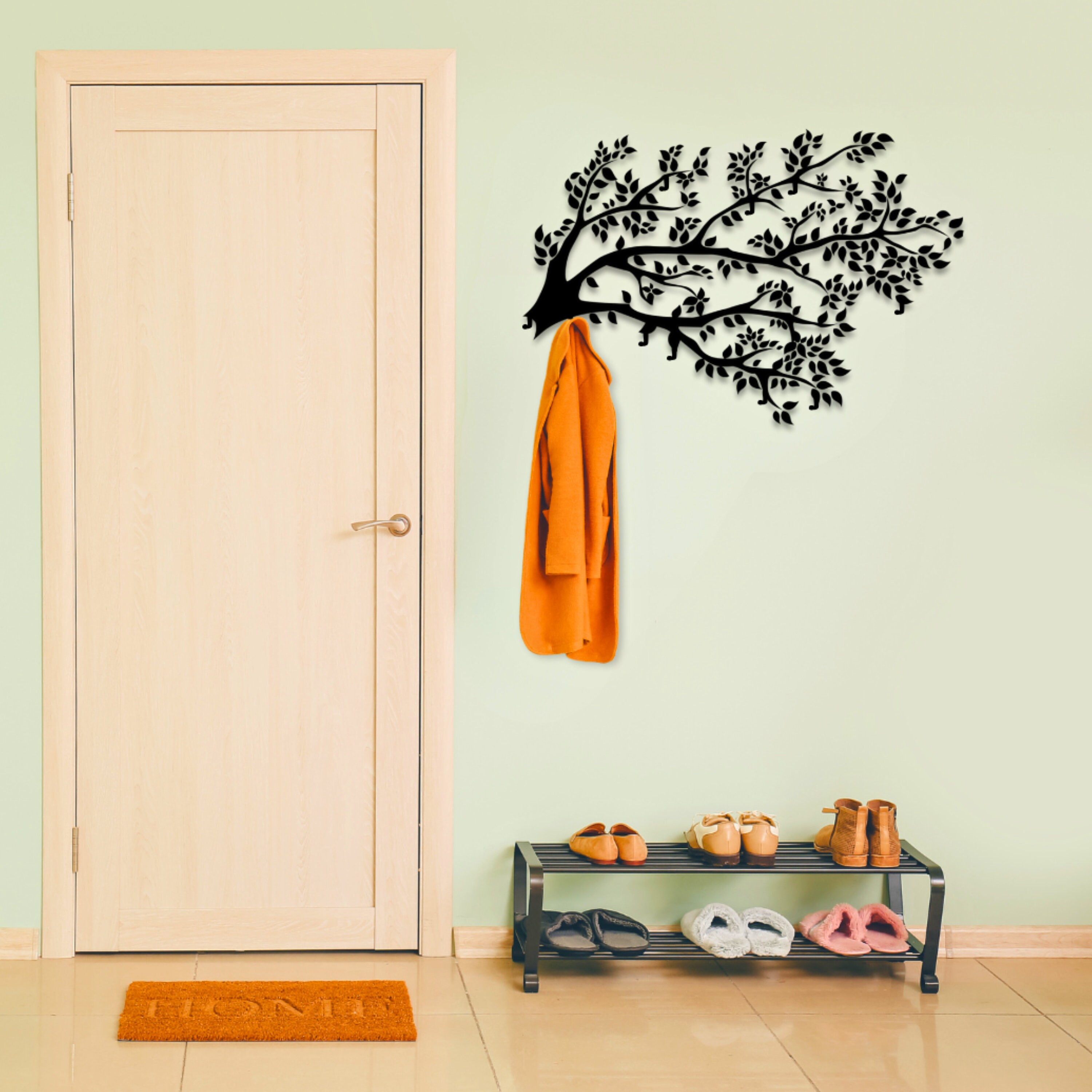 Large Metal Wall Art Coat Hanger Branch Coat Hook Wall Hanging