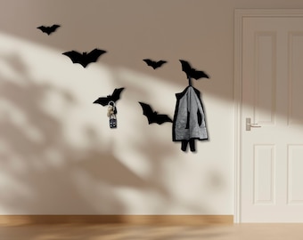 Gothic Wall Hooks with Bat Design: Unique Metal Decor for Entryway