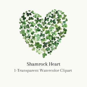 Trèfle coeur Clipart PNG fond transparent Saint-Patrick coeur trèfle à quatre feuilles téléchargement numérique pour travaux manuels et décoration d'intérieur
