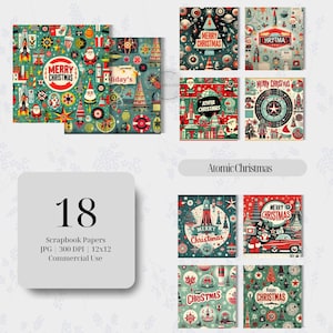 Atomic Christmas Digital Paper: Retro MCM Holiday Designs (PDF Download)