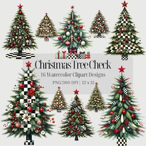 Aquarell Weihnachtsbaum Clipart Buffelscheck Urlaub Digitales Papier Handwerk Papierkunst PNG Clipart Transparent Hintergrund Kommerzielle Nutzung