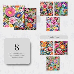 Floral Scrapbook Paper Pack Instant Digital Download Colorful Flower Pages for Junk Journals Mixed Media Collage Paper Art Projects