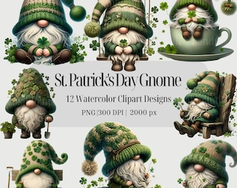 St. Patrick's Day Gnome Clipart: Shamrock PNG (Digital Download)