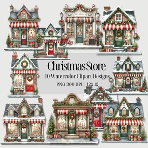 クリスマス ストア クリップアート、透明 PNG、クリスマス ストア フロント、ペーパー クラフト アートの商業利用のためのデジタル ダウンロード ペーパー