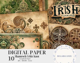 Shamrock Celtic Knot Scrapbook Paper: St. Patrick's Day DIY (Digital Download)
