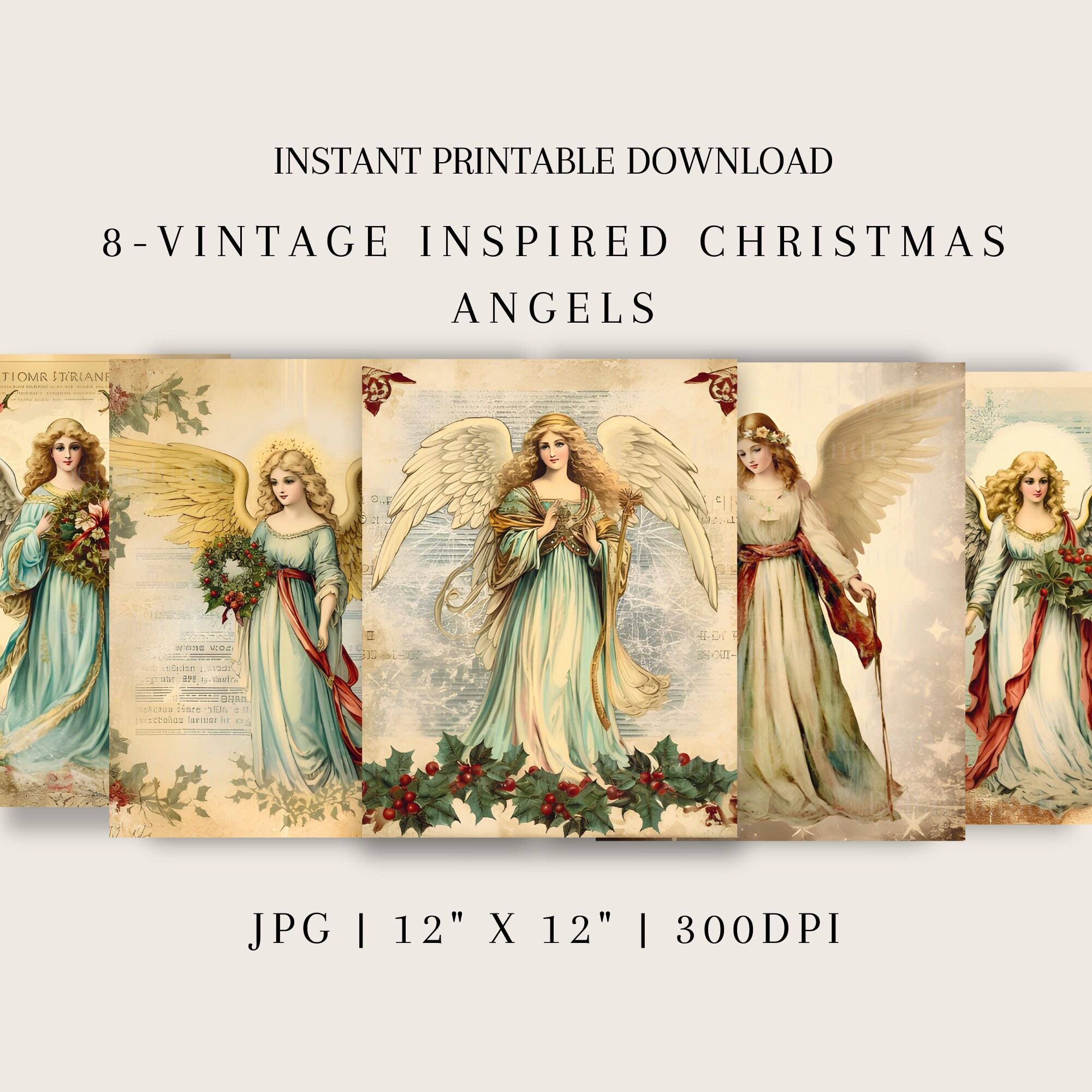 Vintage Inspired Angels Set Christmas Angels Digital Download for ...