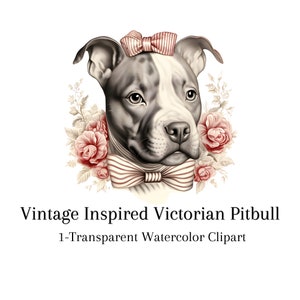Pitbull Clipart for Dog Lovers Save our Breed Instant Digital Download Transparent PNG Victorian Dog Clipart