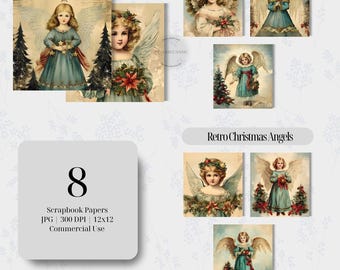 Retro Weihnachtsengel: Scrapbook Ephemera (Digitaler Download)