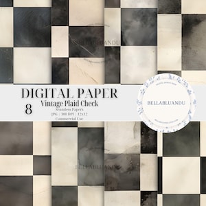 Vintage-Plaid Karo nahtlose volle Fliesenmuster druckbare digitaler Download Scrapbook Ephemera Karomusterpapier für Collage Papierkunst