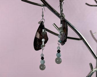 Pendientes de alas de mariposa reales