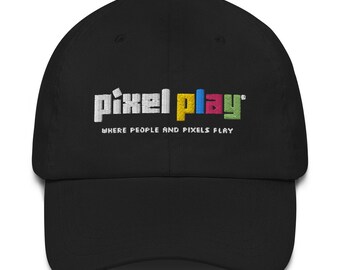 Embroidered Pixel Play Dad Hat, Gamer Ball Cap