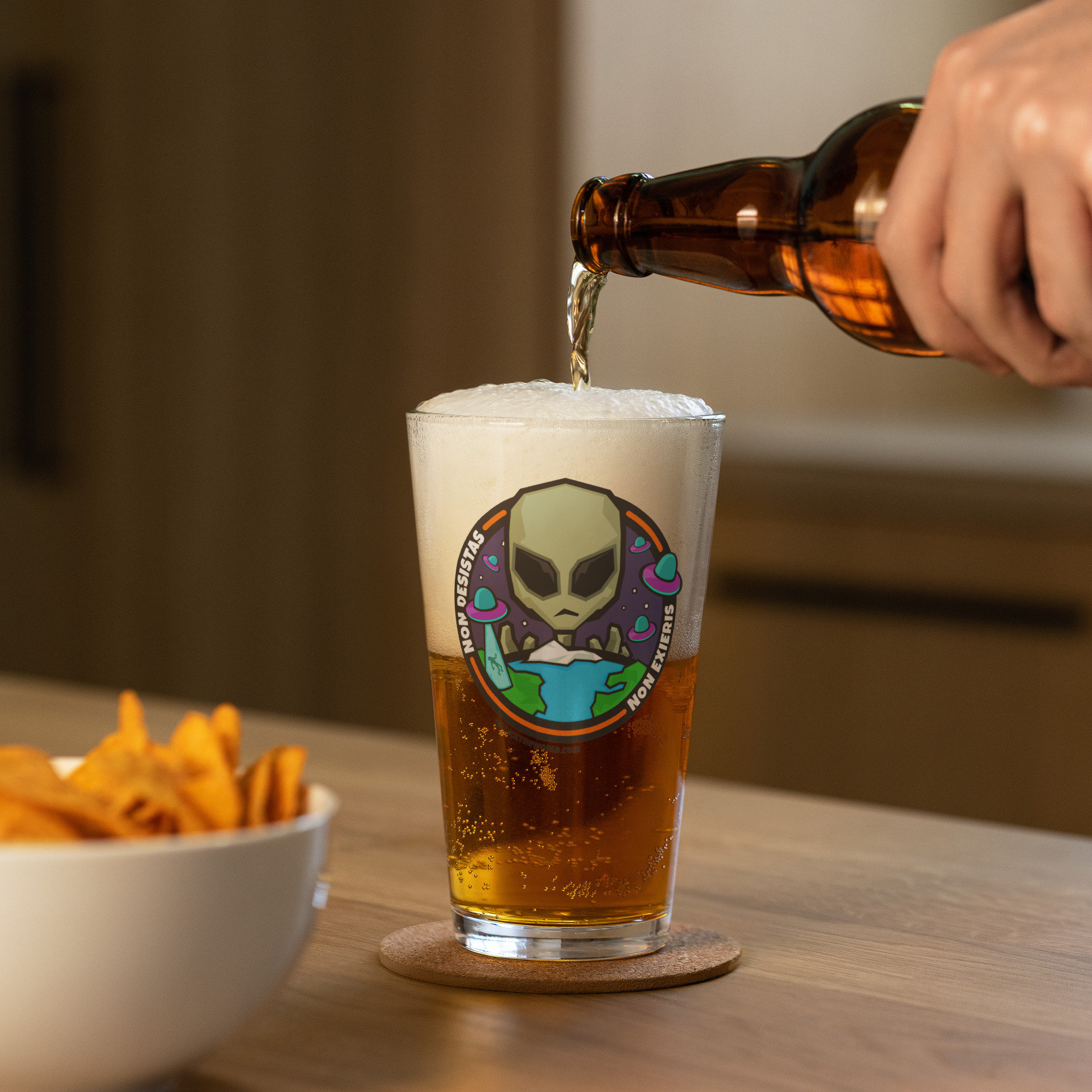 Baby Alien Pint Glass for Graduates, Design: GRAD2 - Everything Etched