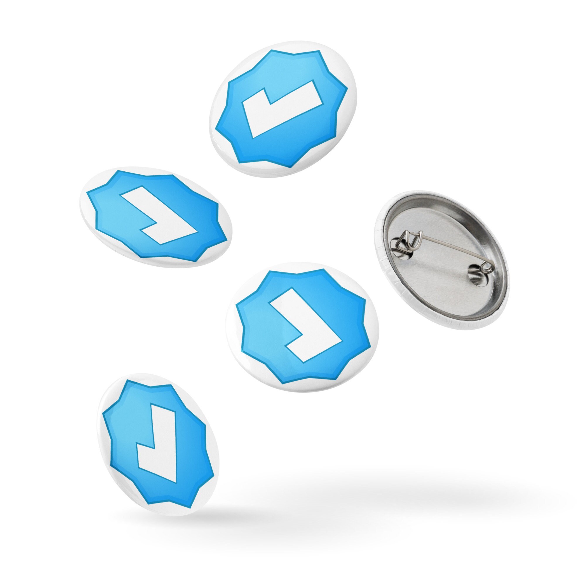 Blue Check Pin Buttons (set of 5) - Social Media Party Favors - Etsy