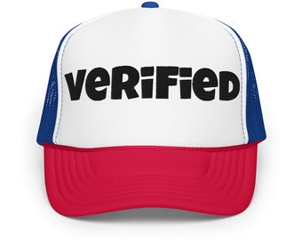 Verified Embroidered Trucker Hat, Red White & Blue