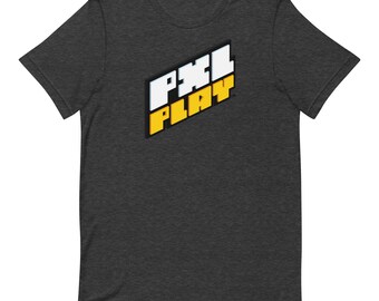 PXLPLAY by Pixel Play Game Crewneck T-Shirt / Gamer Gaming Arcade / Pixel Art / Black White Yellow