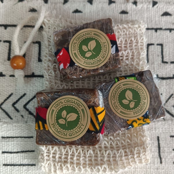 Natural soap, 100% natural African black soap, African black soap with sisal glove, African natural black soap