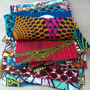 African fabric scraps, wax fabric scraps package, ankara fabric squares lot of 24 pieces, assorted wax fabric coupons image 4