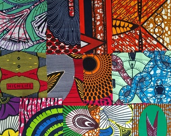Retales de telas africanas, paquete de retales de tela de cera, cuadrados de tela de ankara lote de 24 trozos, surtido cupones de telas wax