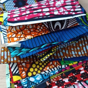 African fabric scraps, wax fabric scraps package, ankara fabric squares lot of 24 pieces, assorted wax fabric coupons image 3