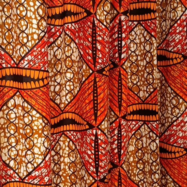 Wax fabric, orange African wax fabric, 100% cotton Ankara fabric, lot 3 yards / 6 yards, cotton African fabrics