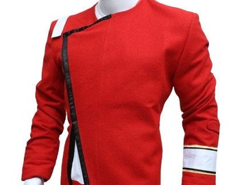 Handmade Red Wool Space Craft Coat | Captain Admiral Red Space Uniform | Cosplay Film Costume For Halloween | Christmas Gift Jacket