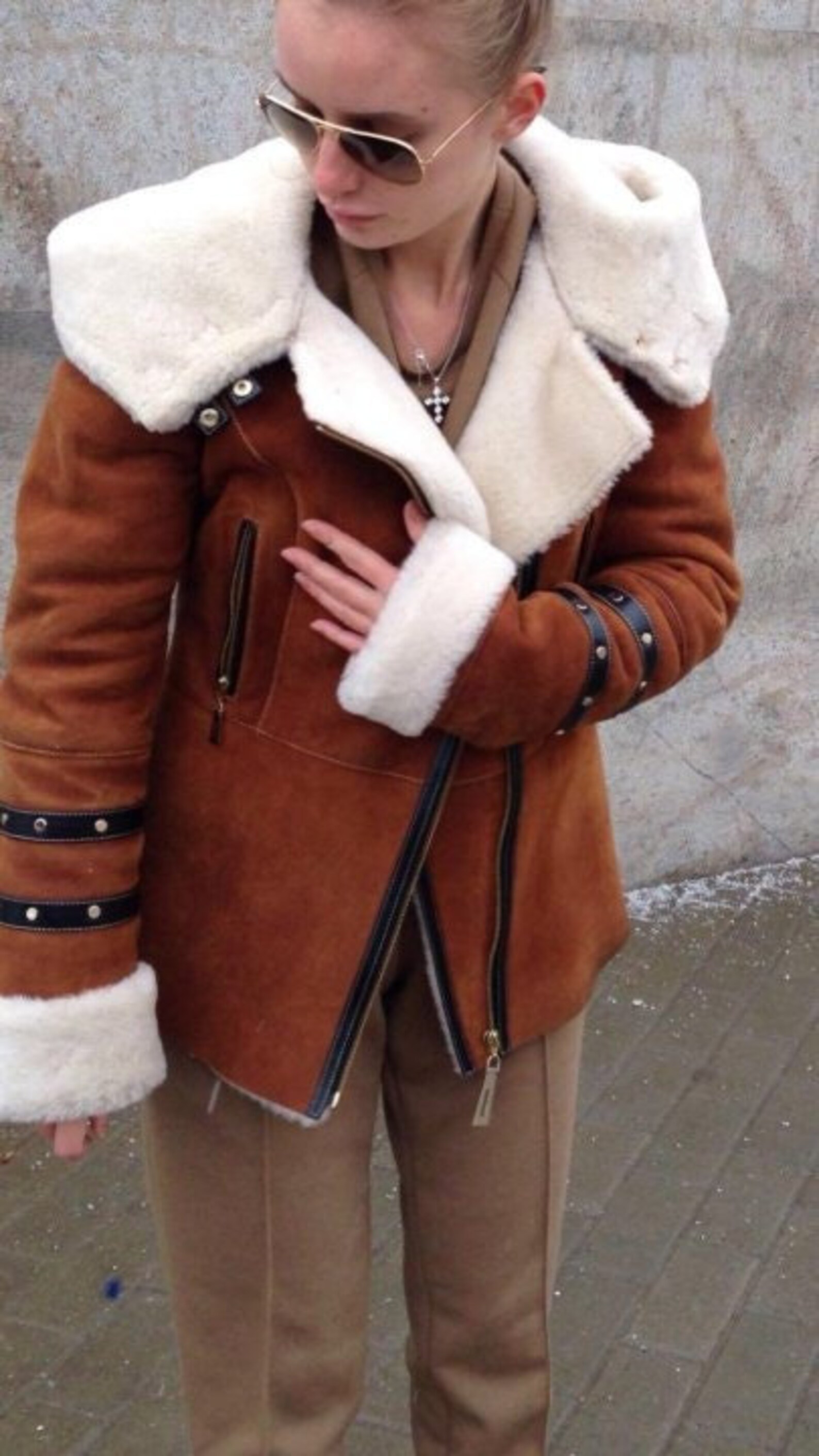 suede fur coat women's fashion slimming jacket