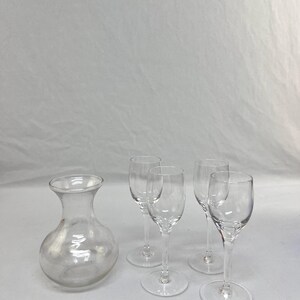 Vintage Small Decanter & Cordial Glass Set of 4