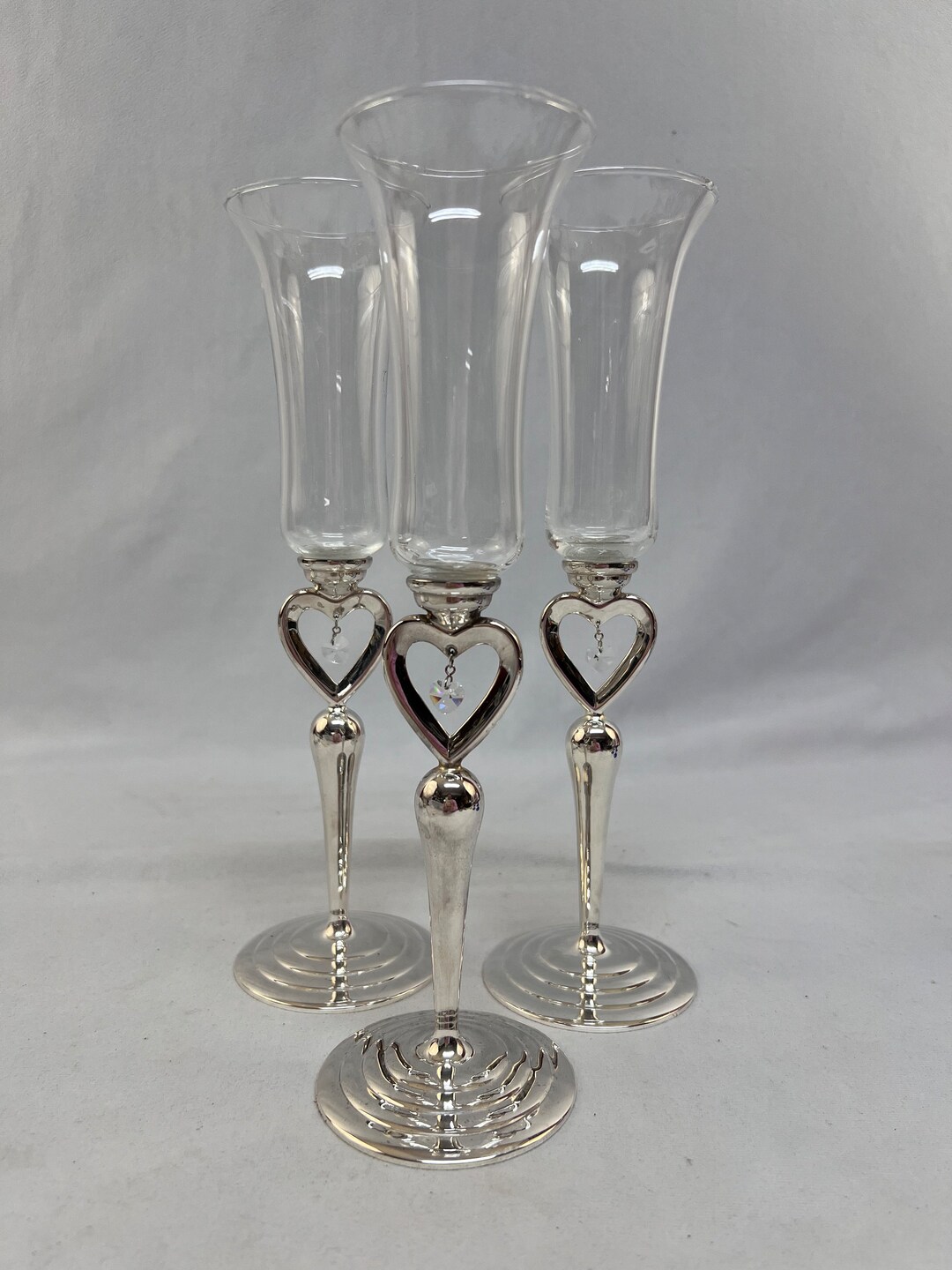 Vintage Heart Shaped Champagne Flutes Set of 2 Etsy