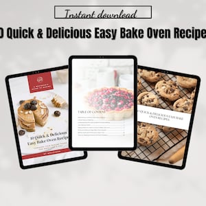 10 receitas de forno rápidas e deliciosas, fáceis de assar, presentes de culinária, receitas de sobremesas, livro de receitas digital, livro de receitas do planejador, modelo de planejador de refeições
