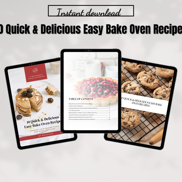 10 Quick and Delicious Easy Bake Oven Recipes, Cooking Gifts, Dessert Recipes, Digital Recipe Book, Planner Cookbook, Meal Planner Template