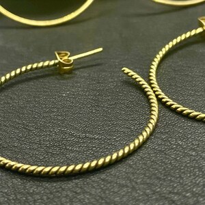 Twisted Open Hoop Brass Earrings Twist Rope Earrings