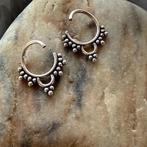 Handmade Silver Tribal Septum Ring: Helix Tragus Earring