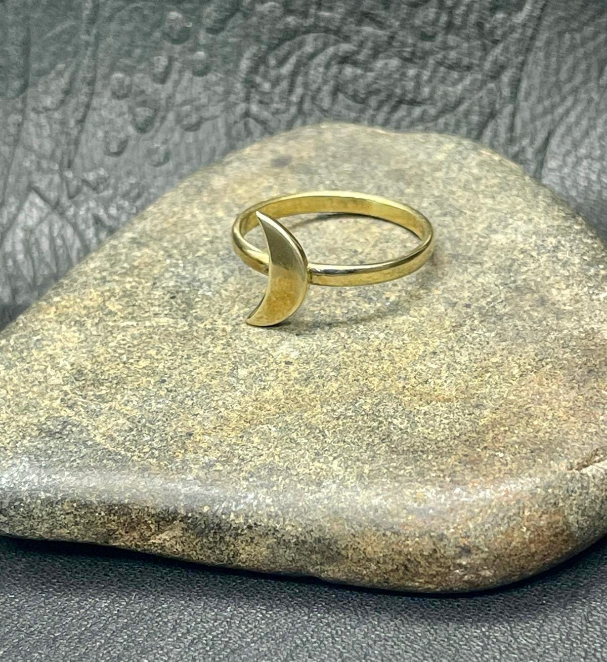 Crescent Moon Ring Brass Moon Ring - Etsy