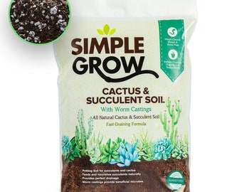 Simple Grow Cactus & Succulent Soil - Perfect for Cactus and Succulents of all Kinds - Easy-to-use - Low-Maintenance