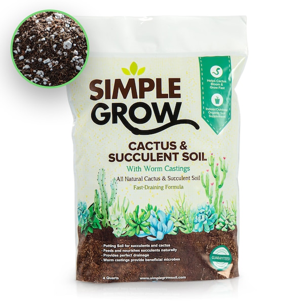 Simple Grow Cactus & Succulent Soil - Perfect for Cactus and Succulents of all Kinds - Easy-to-use - Low-Maintenance