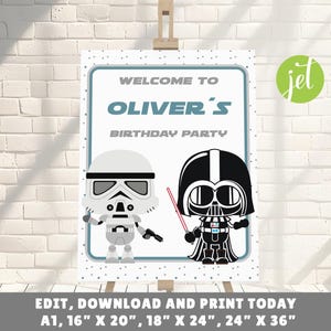 Star Wars Welcome Sign, Birthday Banner, Star Wars Party Sign, Editable Template, P01