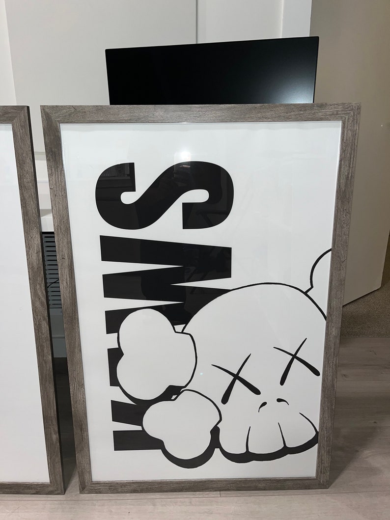 KAWS Framed Poster set of 3 Gray Frame Etsy