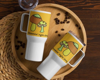 Retro Mushroom 25oz Travel Mug With Handle