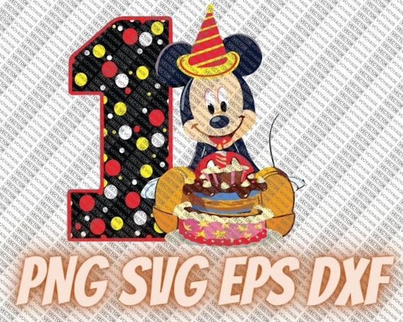 Mickey Mouse 1st Happy Birthday High Quality Vector PNG SVG EPS