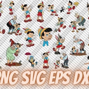 Pinocchio 24 pcs High Quality Vector PNG SVG EPS Printable Digital Download Files Bundle Movie Clipart Cartoon Instant Download