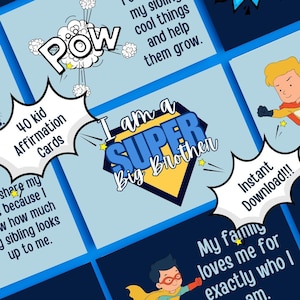 Tarjeta de afirmación de superhéroe para niños, regalo para hermano mayor, nuevo hermano, descarga digital, tarjeta de confianza para niños, imprimible, transición familiar positiva