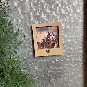 Instant Picture Frame Photo Magnet - Heart Square Photo Frame - Magnetic Frame - Engraved Keepsake Frame - Instax Square Photo Holder