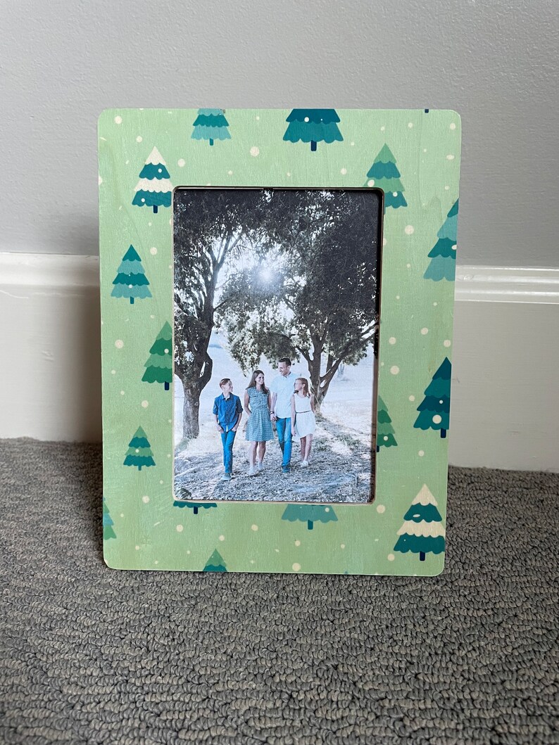 Christmas Tree Picture Frame, Green Fir Trees, Pine Trees, Holiday