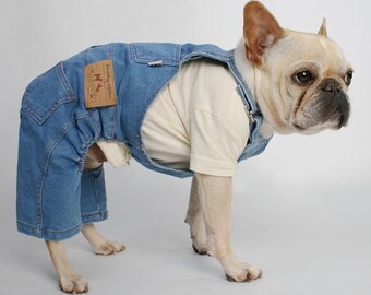 Dog Overall Dungarees Jean Classic Cowboy Overalls Vintage Costume Blue Jeans Doggo Famer Dog Jacket Puppy Denim Painter Bib