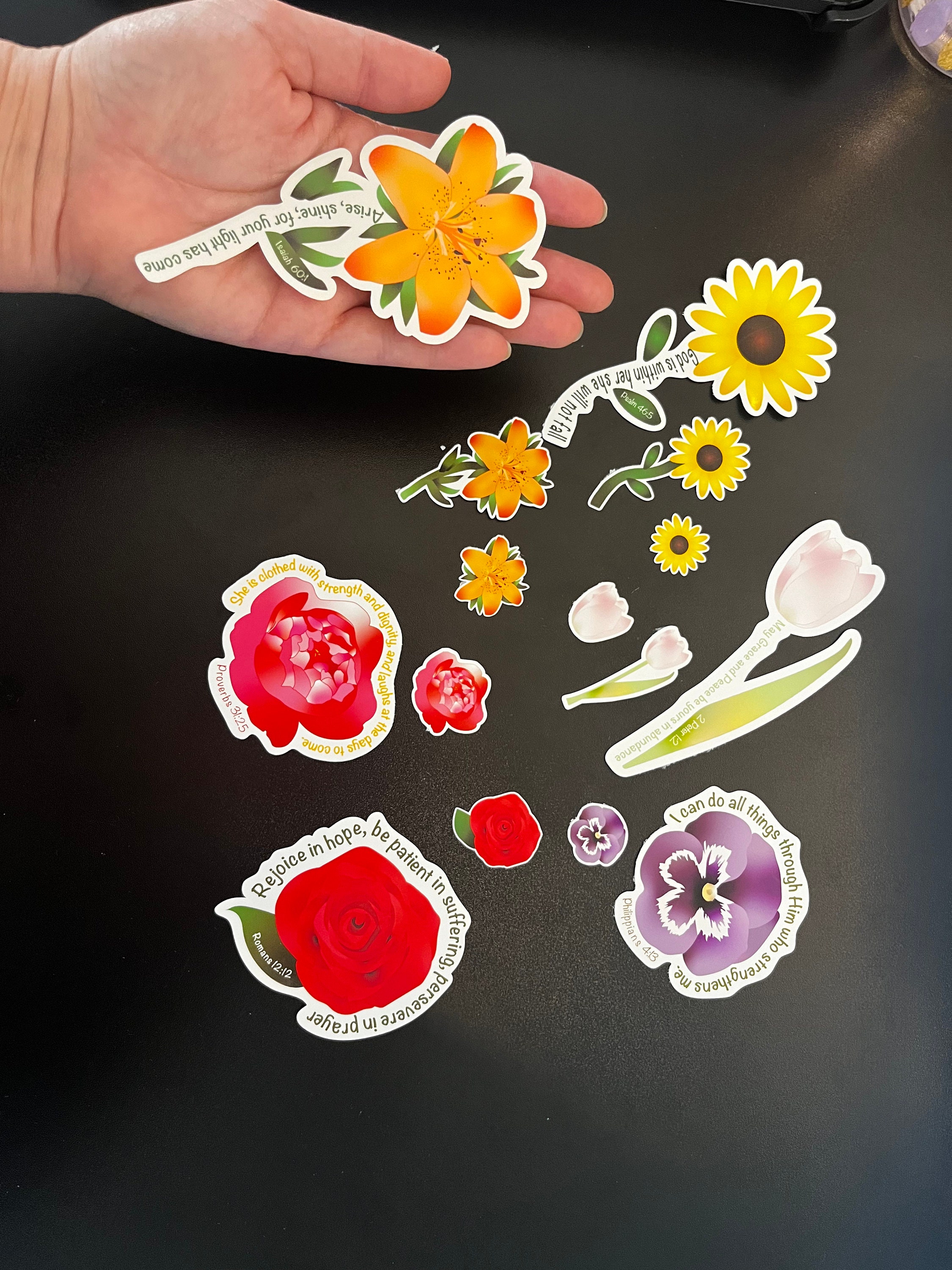 Floral Scripture Sticker Sheet: Bible Quote Stickers Perfect for Water ...