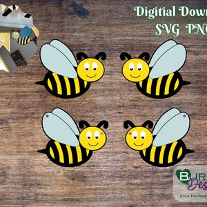 Bee SVG - 3D bee svg - Layered Bee svg - bonus digital sticker and bonus vinyl cut file - Cricut and Silhouette cut file for paper projects.