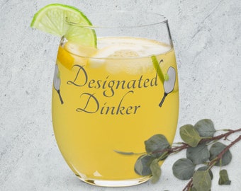 Designated Dinker - Pickleball Wine Glass & Gift